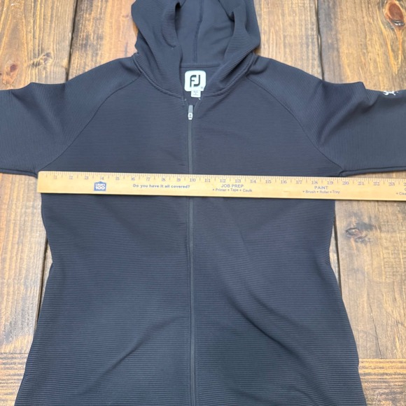 FootJoy Womens Black Ribbed Full Zip Golf Hoodie Jacket Medium FJ 1964 Logo - Picture 6 of 7